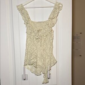 ZARA yellow asymmetrical Lace Women's Top